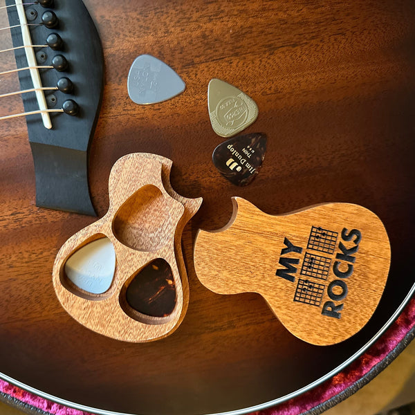 My Dad Rocks Wooden Guitar Pick Holder