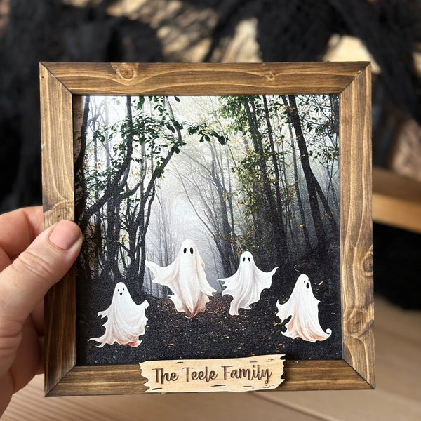 Cute Ghost Family of 4 Framed Sign