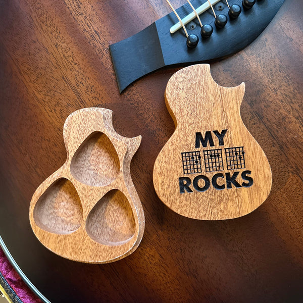 My Dad Rocks Wooden Guitar Pick Holder