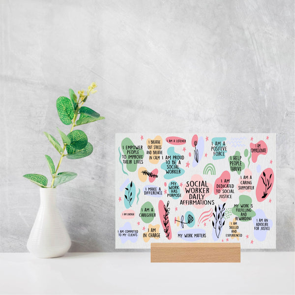 Social Woker Daily Affirmations Canvas Sign