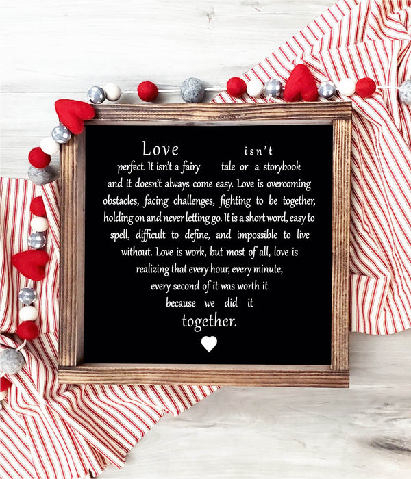 Heart Shaped Love Quote Framed Sign