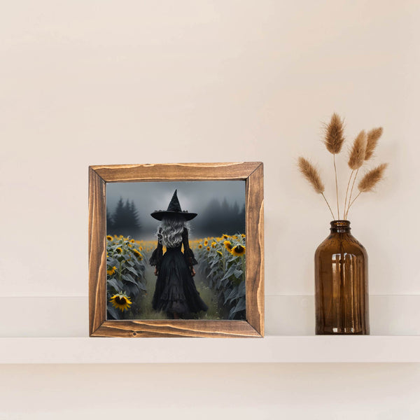 Witch in Sunflower Field Sign