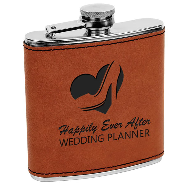 6 oz. Personalized Leatherette Flask/Flask Gift Set