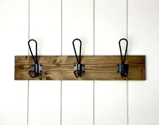 Farmhouse Coat/Towel Hook with Your Choice of Stain for Entryway, Mudroom and Bathroom