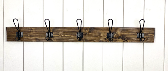 Farmhouse Coat/Towel Hook with Your Choice of Stain for Entryway, Mudroom and Bathroom