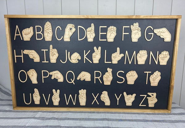 ASL Alphabet Wood Framed Sign