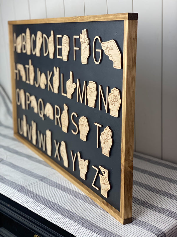 ASL Alphabet Wood Framed Sign