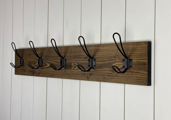 Solid Wood Farmhouse Style Coat Rack for Entryway/Mudroom with Choice of Stain