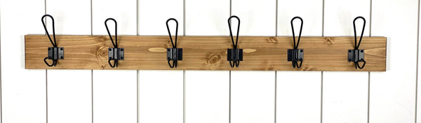 Farmhouse Coat/Towel Hook with Your Choice of Stain for Entryway, Mudroom and Bathroom