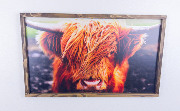 Highland Cow Wood Framed Sign