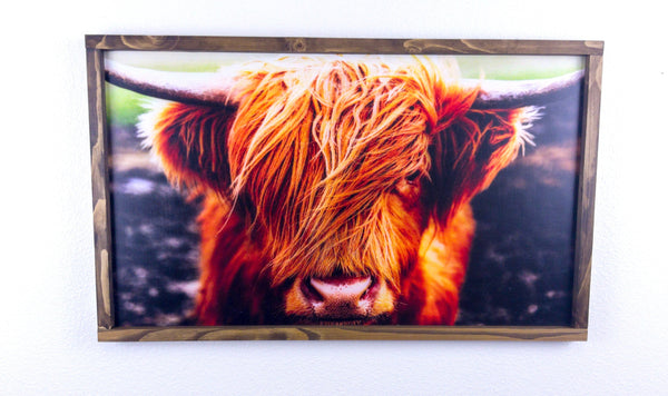 Highland Cow Wood Framed Sign