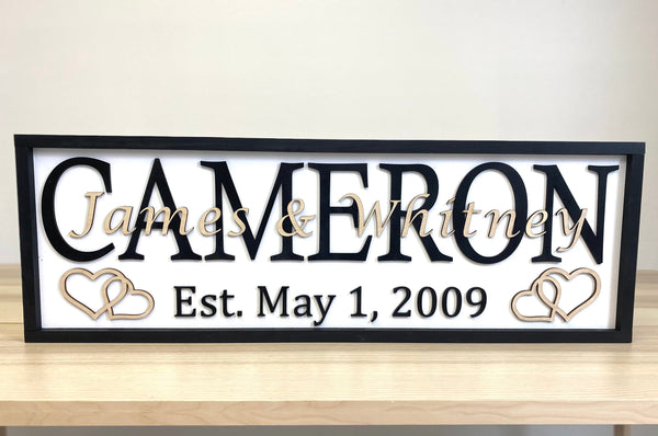 Personalized Family Name Sign for Wedding or Anniversary Gift